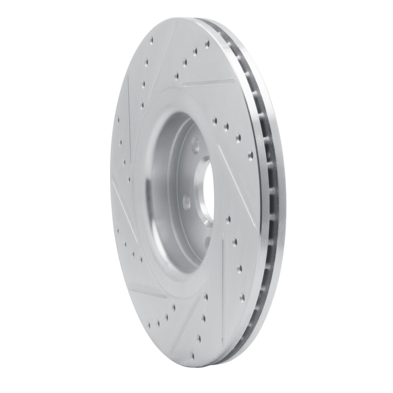 Ford Focus Brake Rotor (1) - Front Right - R1 Concepts - Drilled & Slotted - Silver - `14-`19